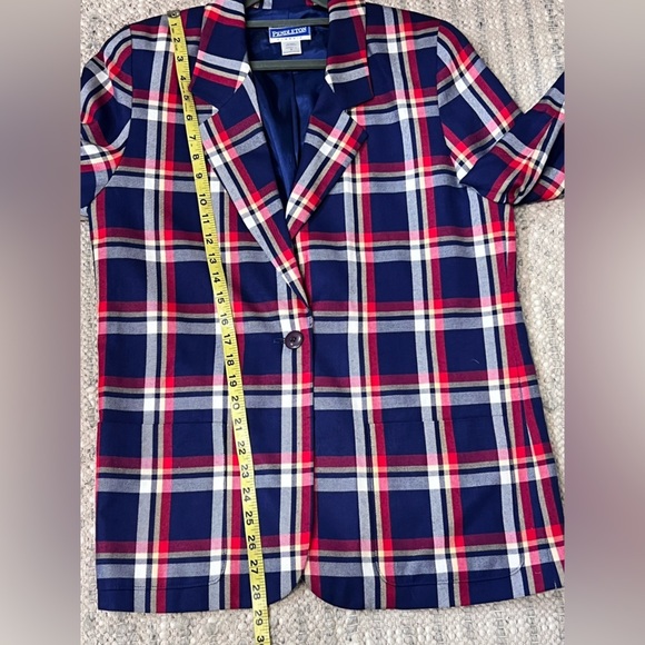 PENDLETON Classic Navy, red and white‎ plaid single button blazer size S. - Picture 12 of 12